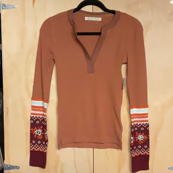NWT We The Free by Free People Mikah Notch neck top, size XS autumn combo - Picture 4 of 11